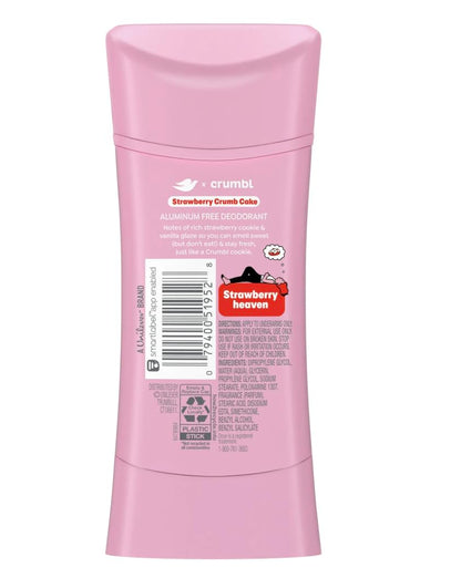 Dove x Crumbl 1 Pack Deodorant Stick Crumbl Strawberry Crumb Cake Aluminum Free, 2.6 oz