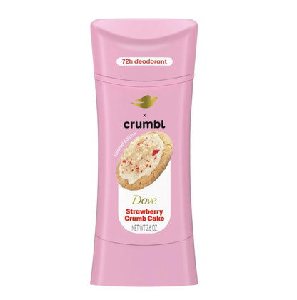 Dove x Crumbl 1 Pack Deodorant Stick Crumbl Strawberry Crumb Cake Aluminum Free, 2.6 oz