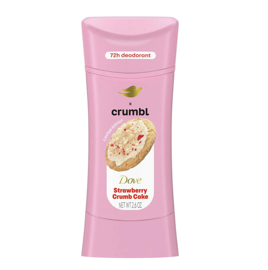 Dove x Crumbl 1 Pack Deodorant Stick Crumbl Strawberry Crumb Cake Aluminum Free, 2.6 oz