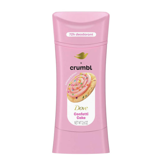 Dove x Crumbl 1 Pack Deodorant Stick Crumbl Confetti Cake Aluminum Free, 2.6 oz