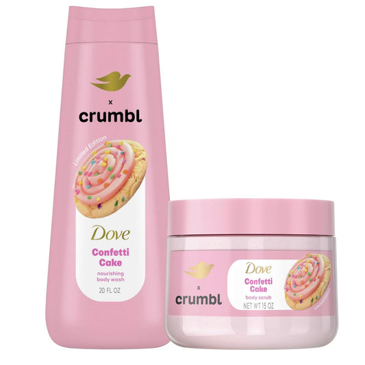Dove Moisturizing Body Wash & Scrub | Confetti Cake Scent | 20oz Wash + 15oz Scrub | Limited Edition