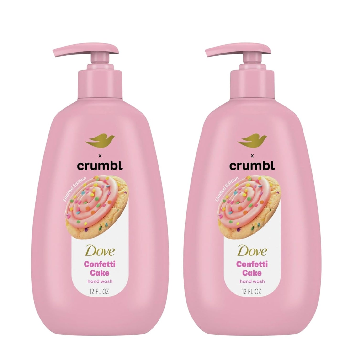 Dove X Crumbl Moisturizing Liquid Hand Wash Confetti Cake | 2-pack, of 12 oz Hand Wash with Pump | Limited Edition (Confetti Cake)