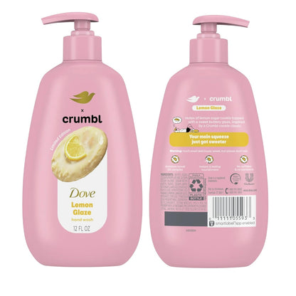 Dove X Crumbl Moisturizing Liquid Hand Wash Lemon Glaze | 2-pack, of 12 oz Hand Wash with Pump | Limited Edition (Lemon Glaze)